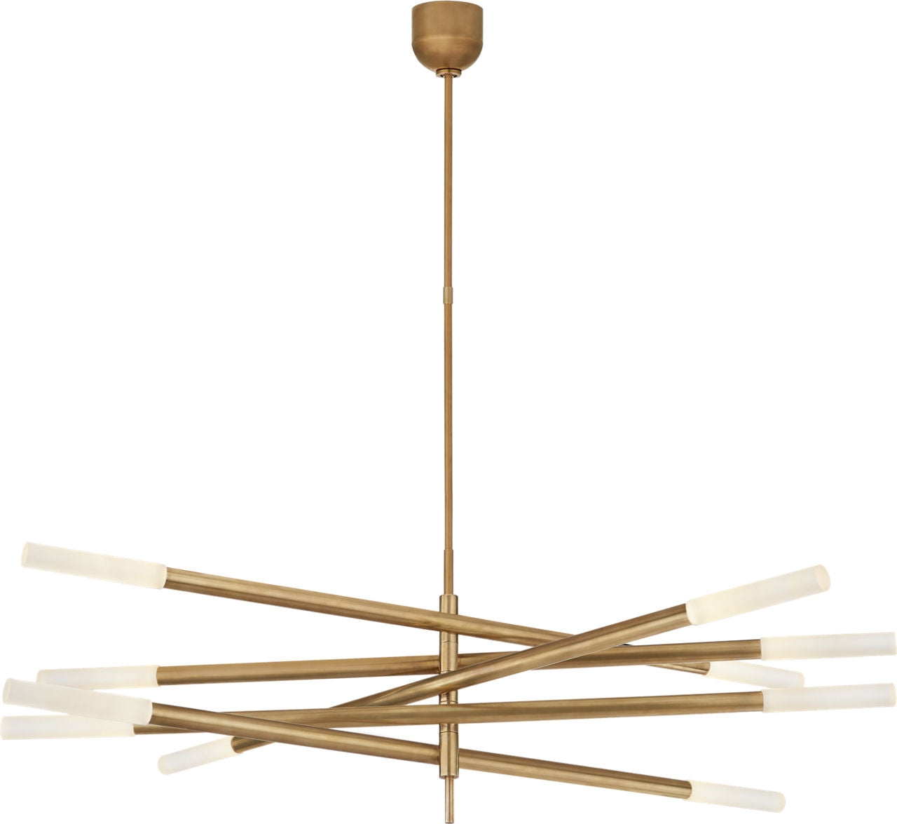 Rousseau Grande Ten Light Articulating Chandelier | Antique-Burnished Brass | Etched Crystal