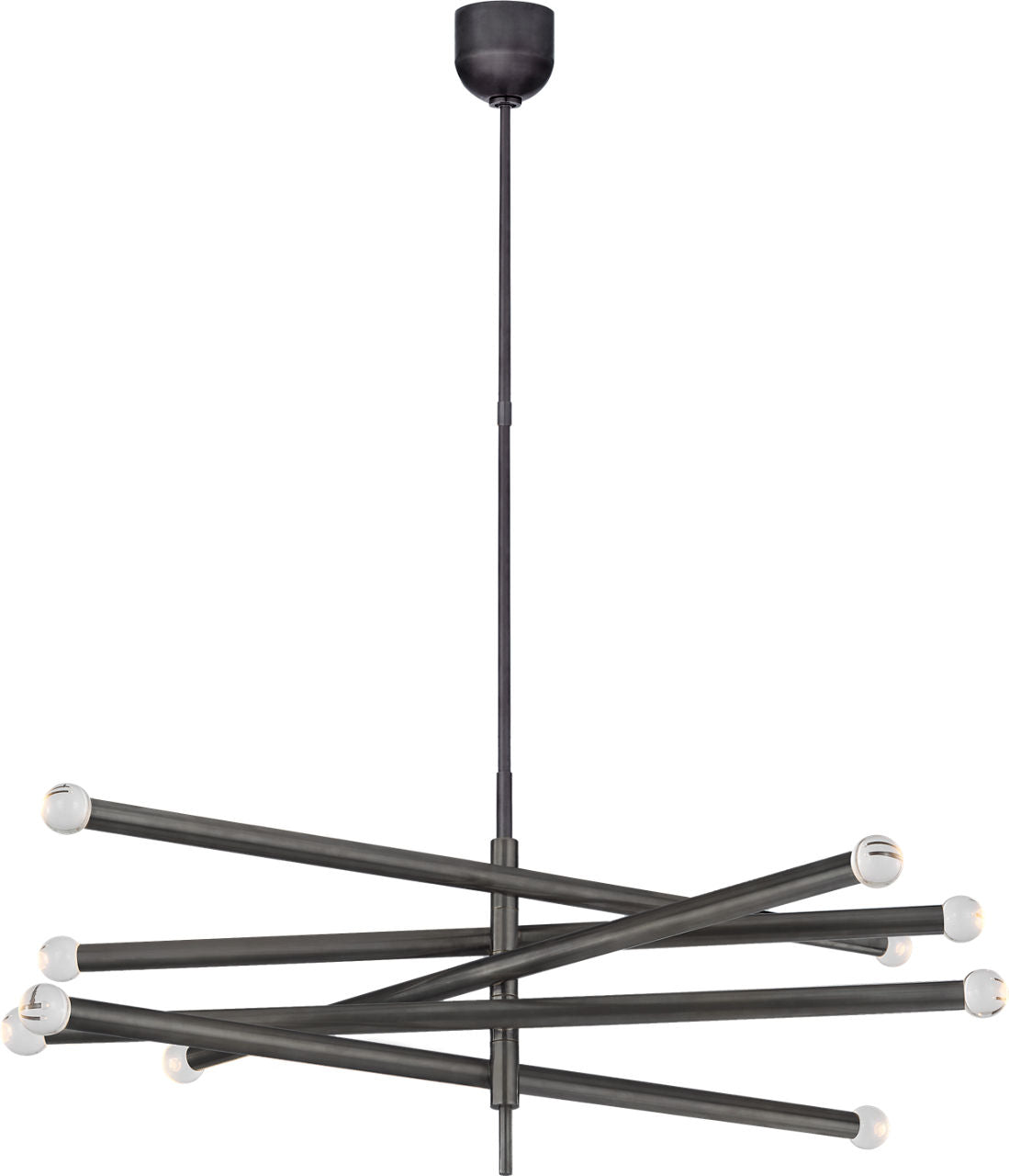 Rousseau Grande Ten Light Articulating Chandelier | Bronze | Clear Glass Orb