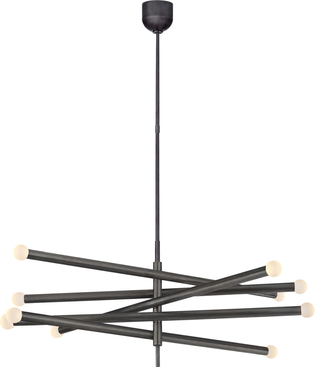 Rousseau Grande Ten Light Articulating Chandelier | Bronze | Etched Crystal Orb