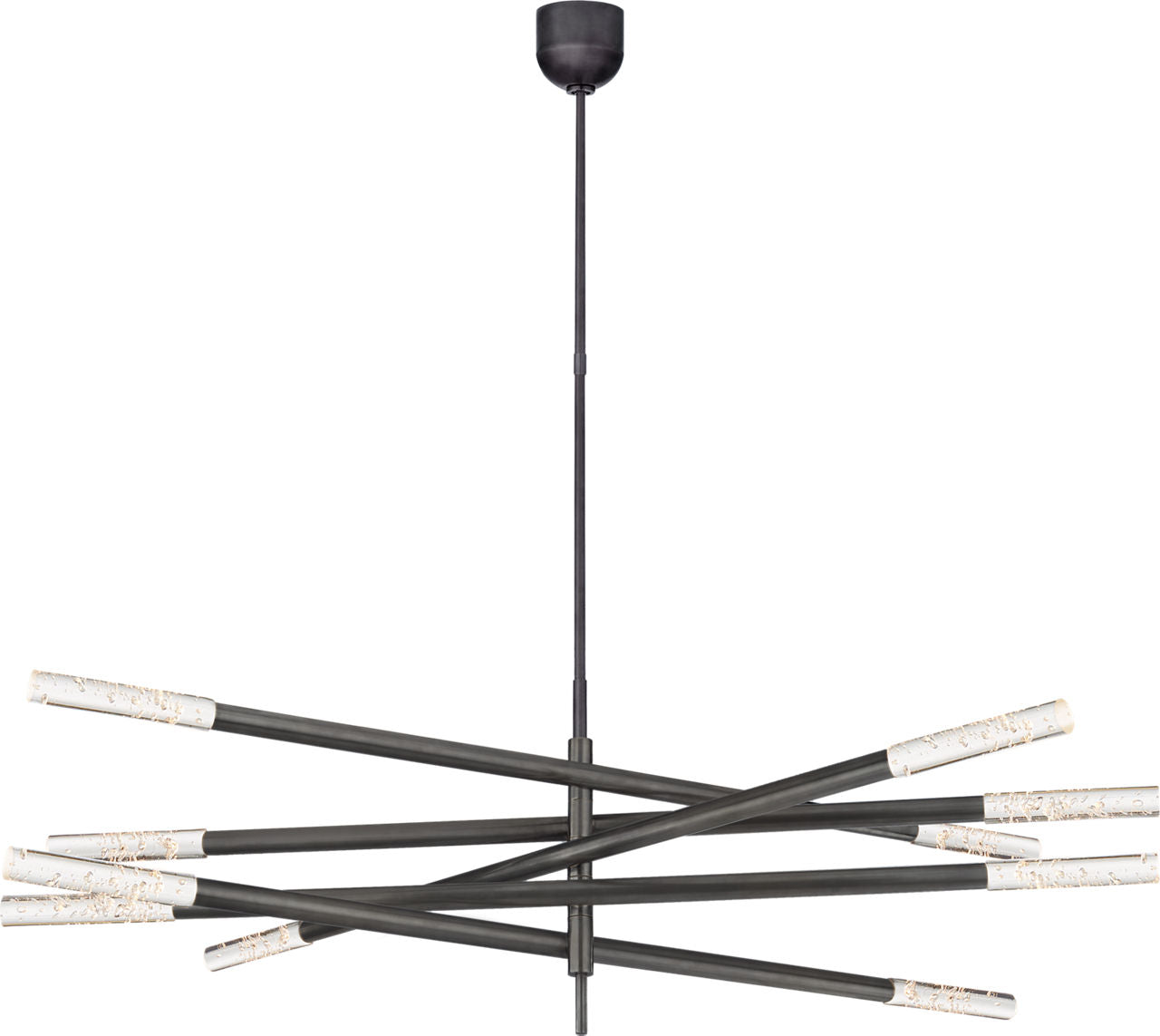 Rousseau Grande Ten Light Articulating Chandelier | Bronze | Seeded Glass