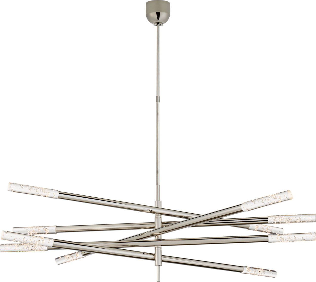 Rousseau Grande Ten Light Articulating Chandelier | Polished Nickel | Seeded Glass