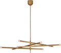 Rousseau Grande Eight Light Articulating Chandelier | Antique-Burnished Brass | Etched Crystal Orb