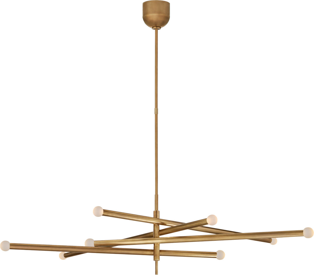 Rousseau Grande Eight Light Articulating Chandelier | Antique-Burnished Brass | Etched Crystal Orb
