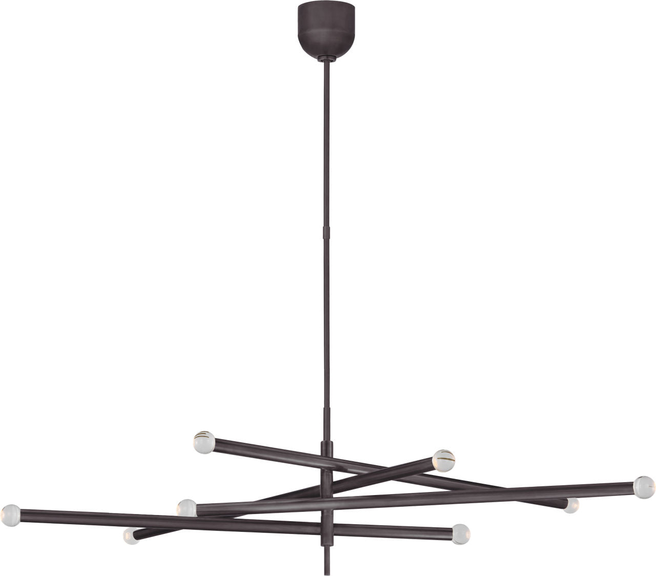 Rousseau Grande Eight Light Articulating Chandelier | Bronze | Clear Glass Orb