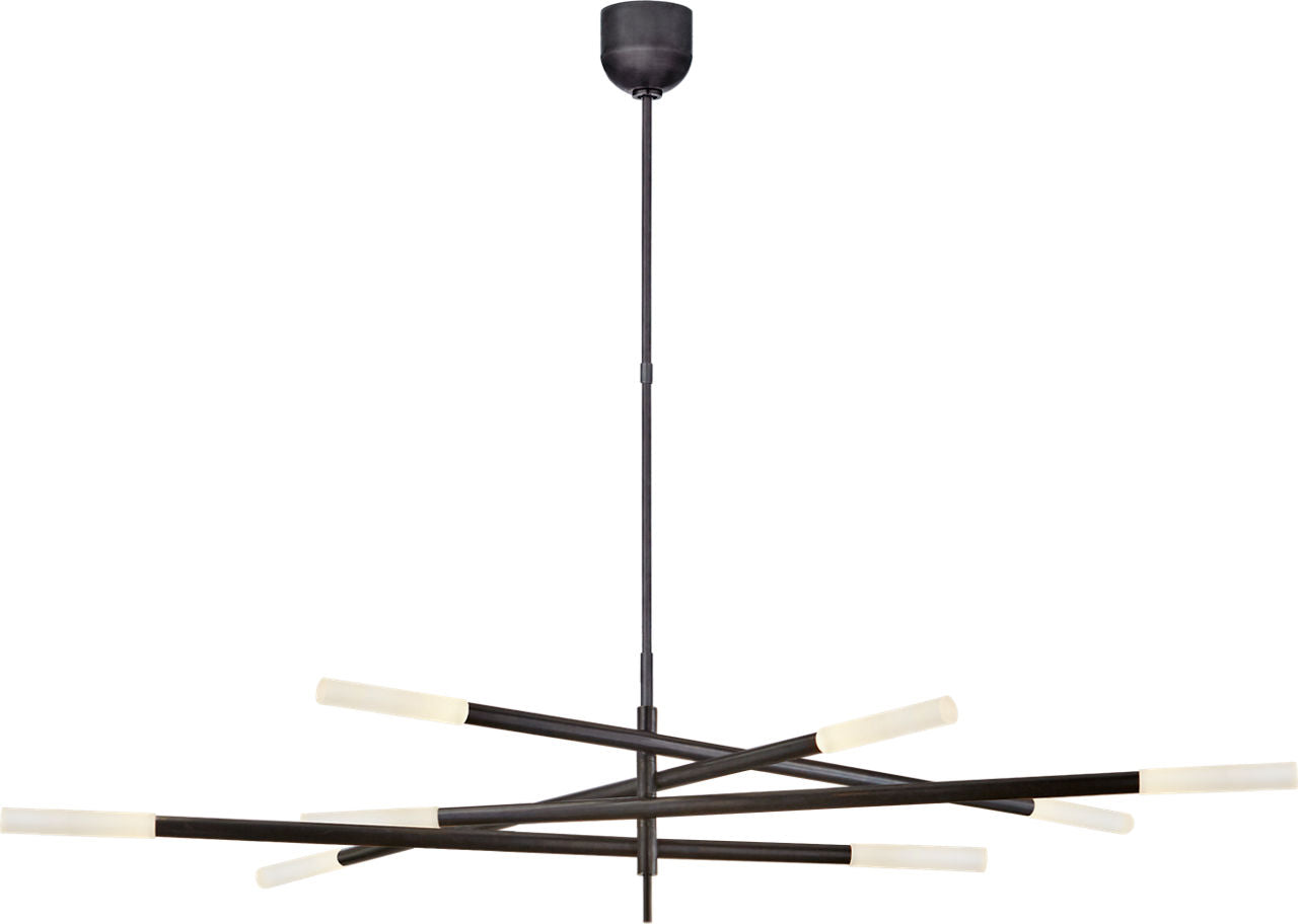 Rousseau Grande Eight Light Articulating Chandelier | Bronze | Etched Crystal
