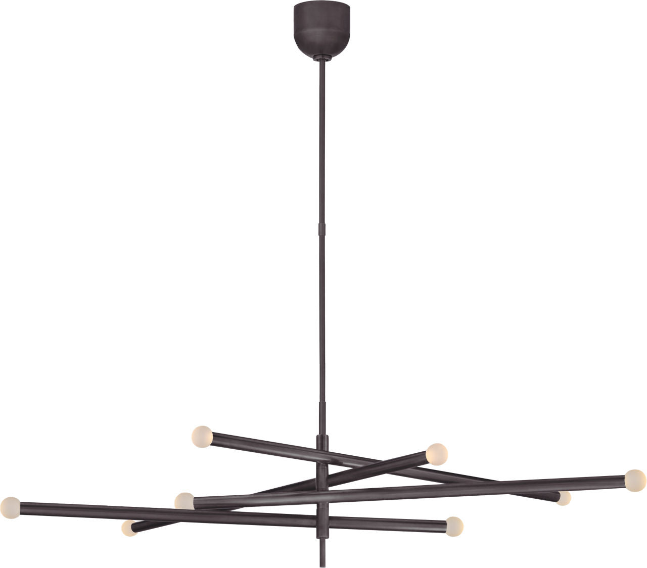 Rousseau Grande Eight Light Articulating Chandelier | Bronze | Etched Crystal Orb
