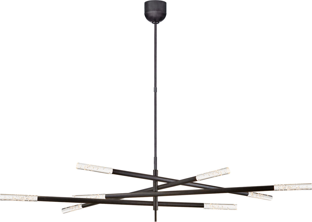 Rousseau Grande Eight Light Articulating Chandelier | Bronze | Seeded Glass
