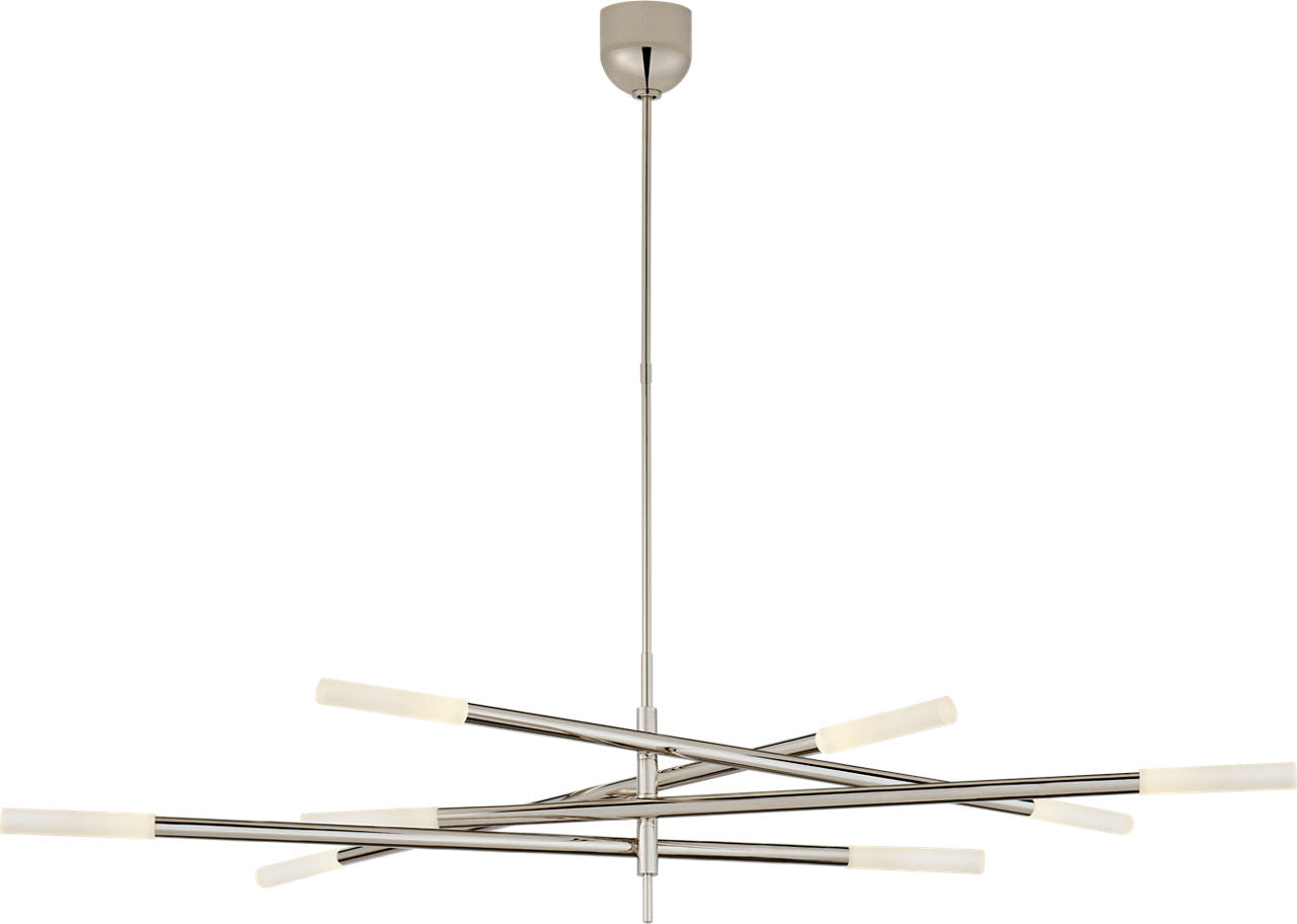 Rousseau Grande Eight Light Articulating Chandelier | Polished Nickel | Etched Crystal