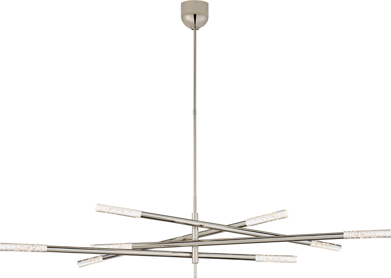 Rousseau Grande Eight Light Articulating Chandelier | Polished Nickel | Seeded Glass