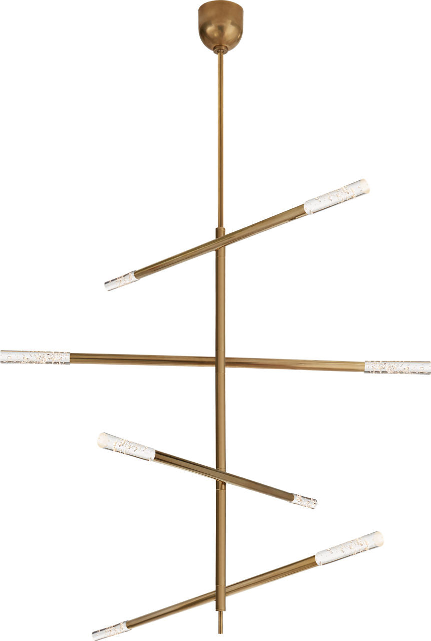 Rousseau Large Articulating Chandelier | Antique-Burnished Brass | Seeded Glass