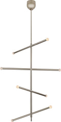 Rousseau Large Articulating Chandelier | Polished Nickel | Etched Crystal Orb