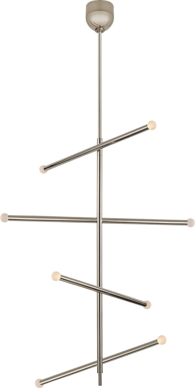 Rousseau Large Articulating Chandelier | Polished Nickel | Etched Crystal Orb