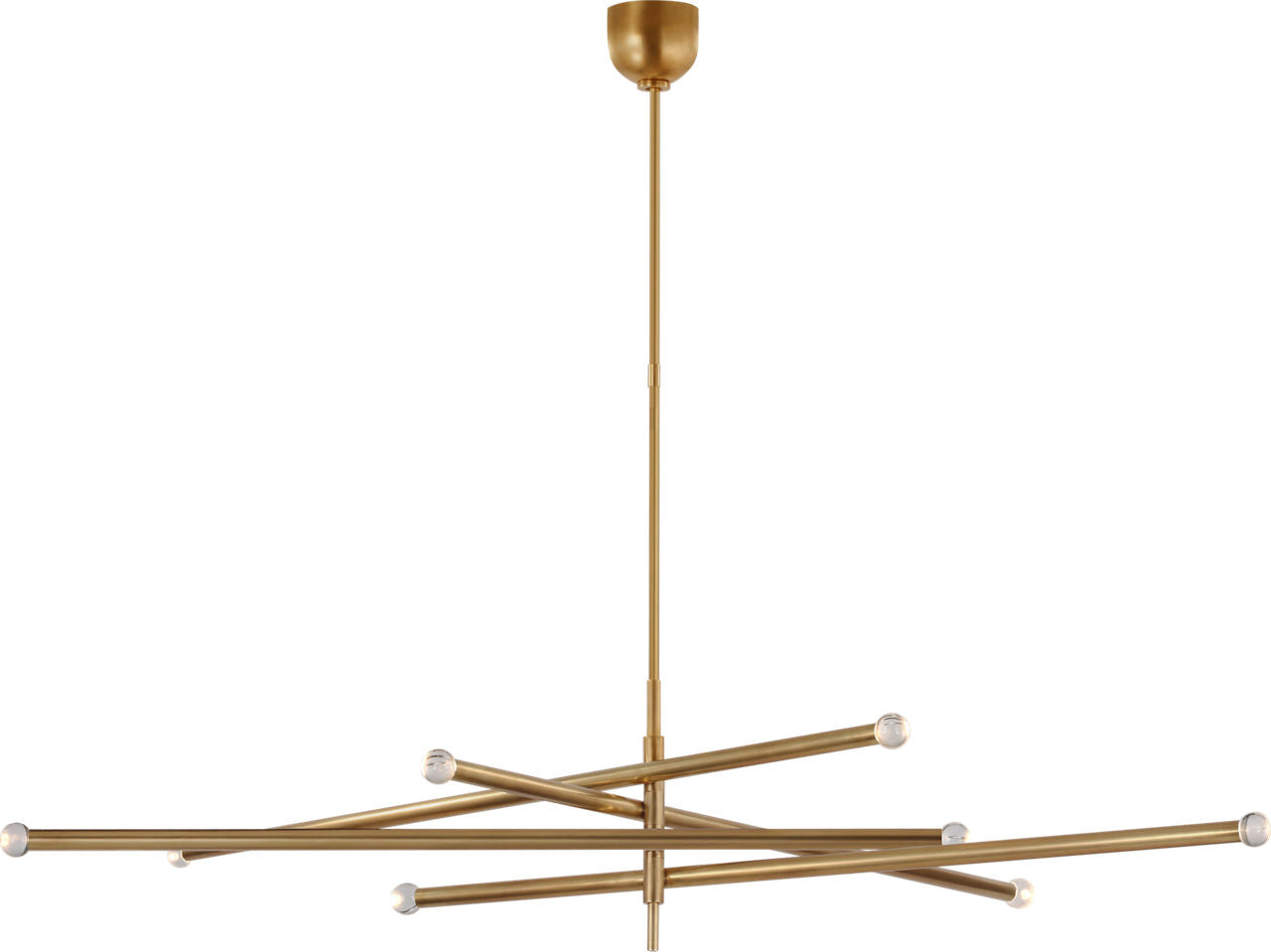 Rousseau Oversized Eight Light Articulating Chandelier | Antique-Burnished Brass | Clear Glass Orb