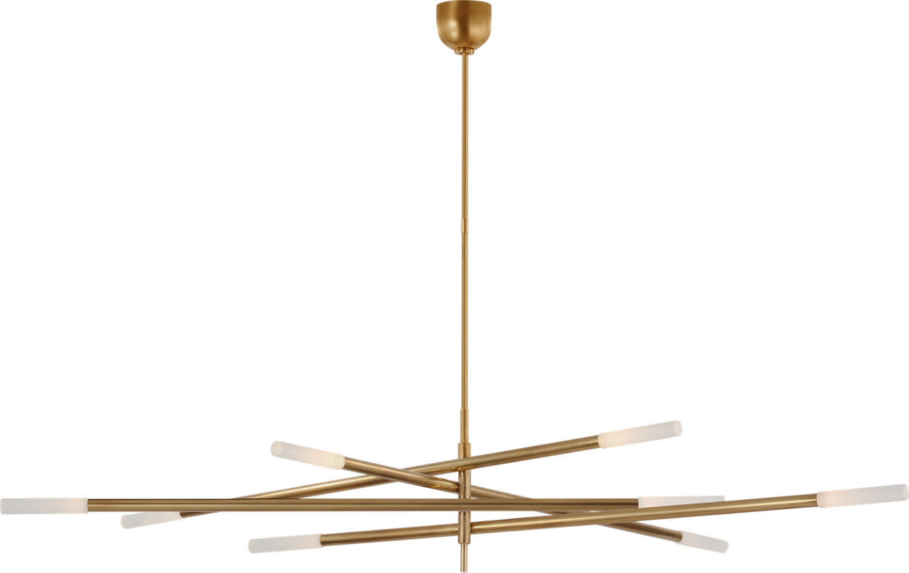 Rousseau Oversized Eight Light Articulating Chandelier | Antique-Burnished Brass | Etched Crystal