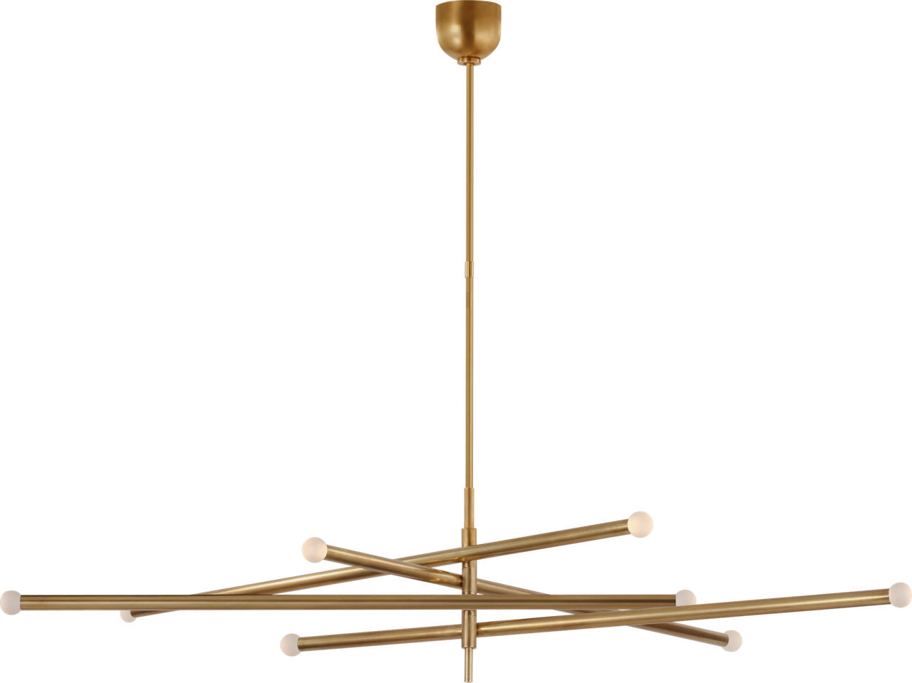 Rousseau Oversized Eight Light Articulating Chandelier | Antique-Burnished Brass | Etched Crystal Orb