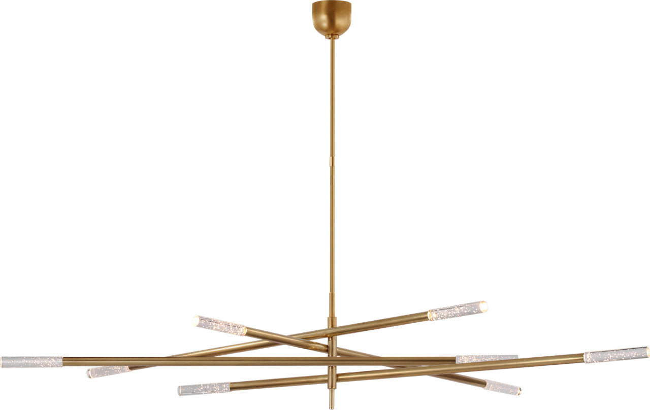 Rousseau Oversized Eight Light Articulating Chandelier | Antique-Burnished Brass | Seeded Glass