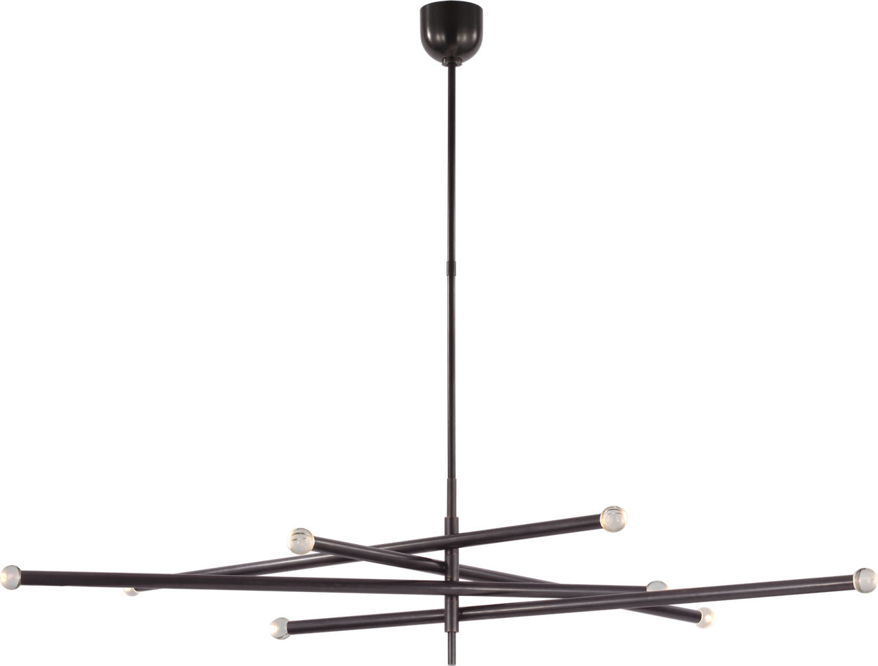 Rousseau Oversized Eight Light Articulating Chandelier | Bronze | Clear Glass Orb
