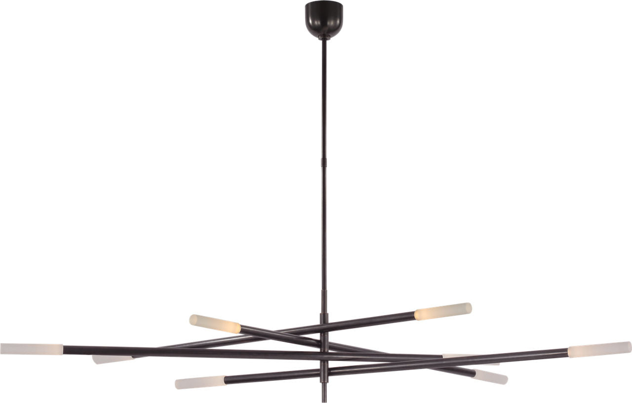 Rousseau Oversized Eight Light Articulating Chandelier | Bronze | Etched Crystal