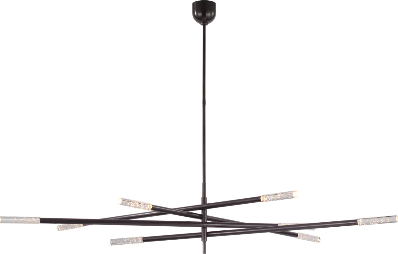 Rousseau Oversized Eight Light Articulating Chandelier | Bronze | Seeded Glass