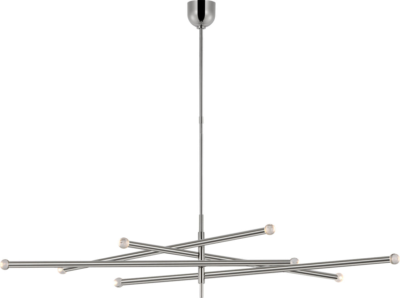 Rousseau Oversized Eight Light Articulating Chandelier | Polished Nickel | Clear Glass Orb