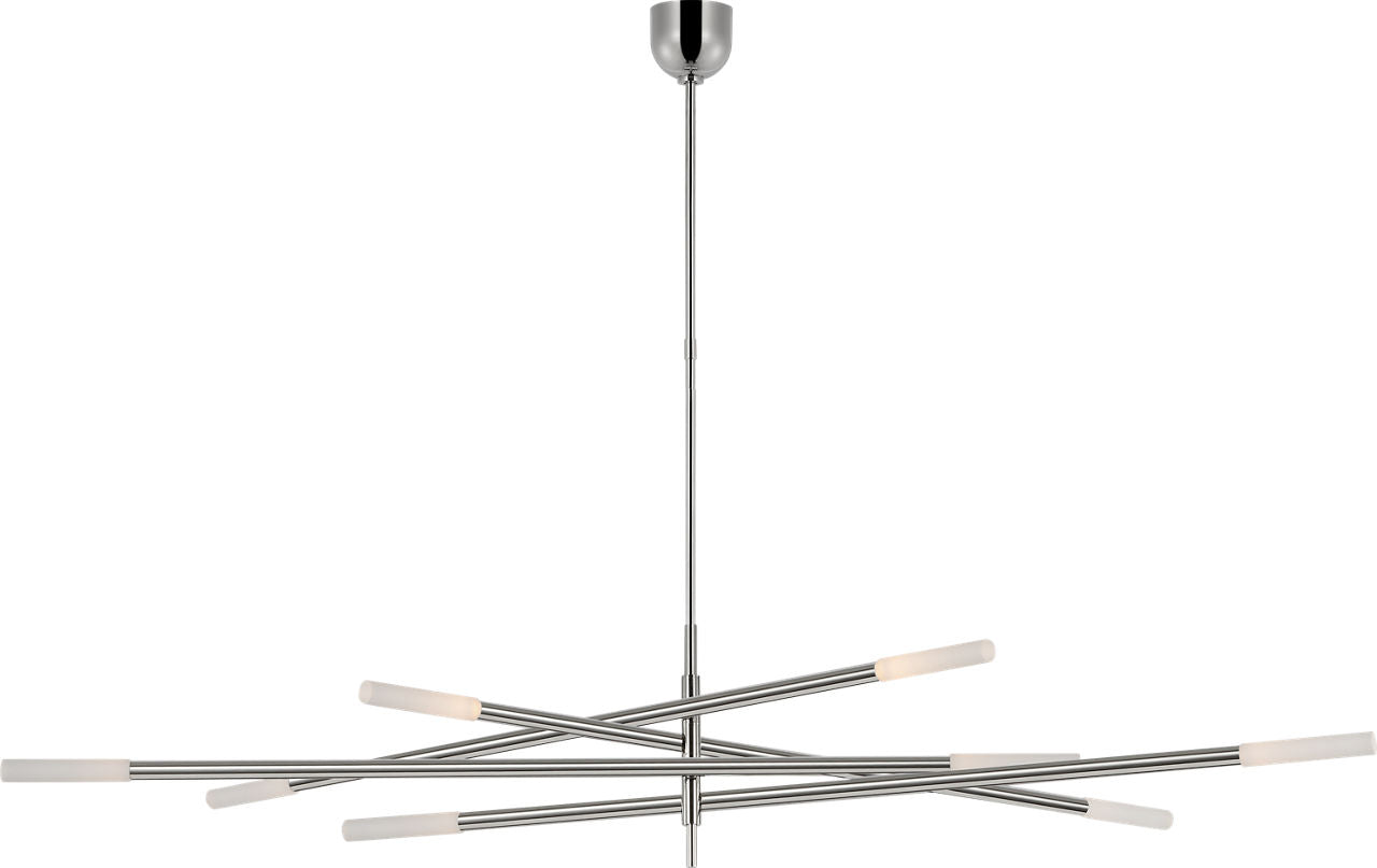 Rousseau Oversized Eight Light Articulating Chandelier | Polished Nickel | Etched Crystal