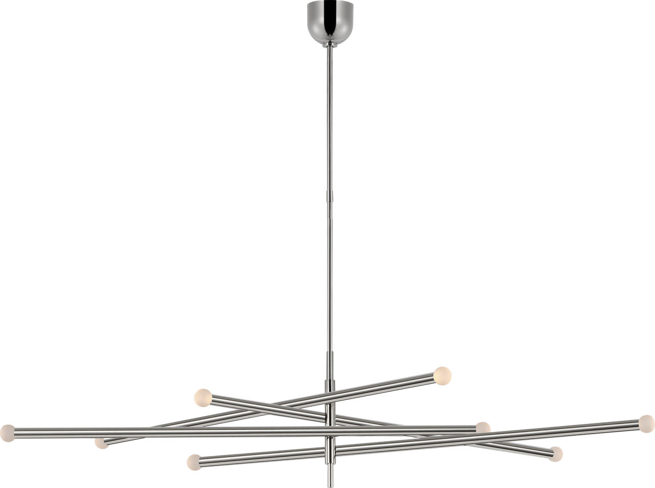 Rousseau Oversized Eight Light Articulating Chandelier | Polished Nickel | Etched Crystal Orb