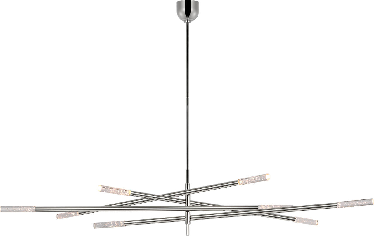 Rousseau Oversized Eight Light Articulating Chandelier | Polished Nickel | Seeded Glass