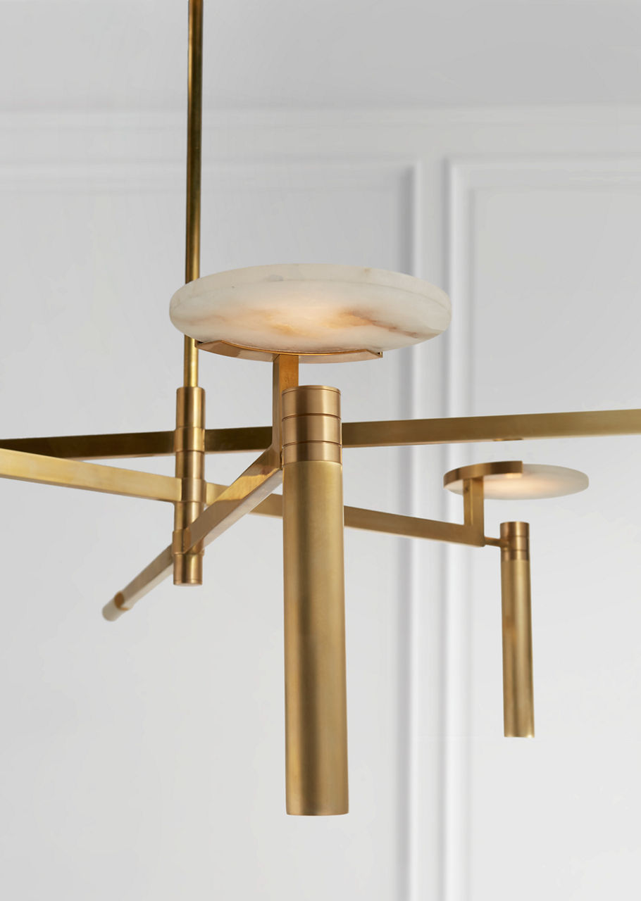 Melange Large Floating Disc Chandelier | Antique-Burnished Brass | Alabaster