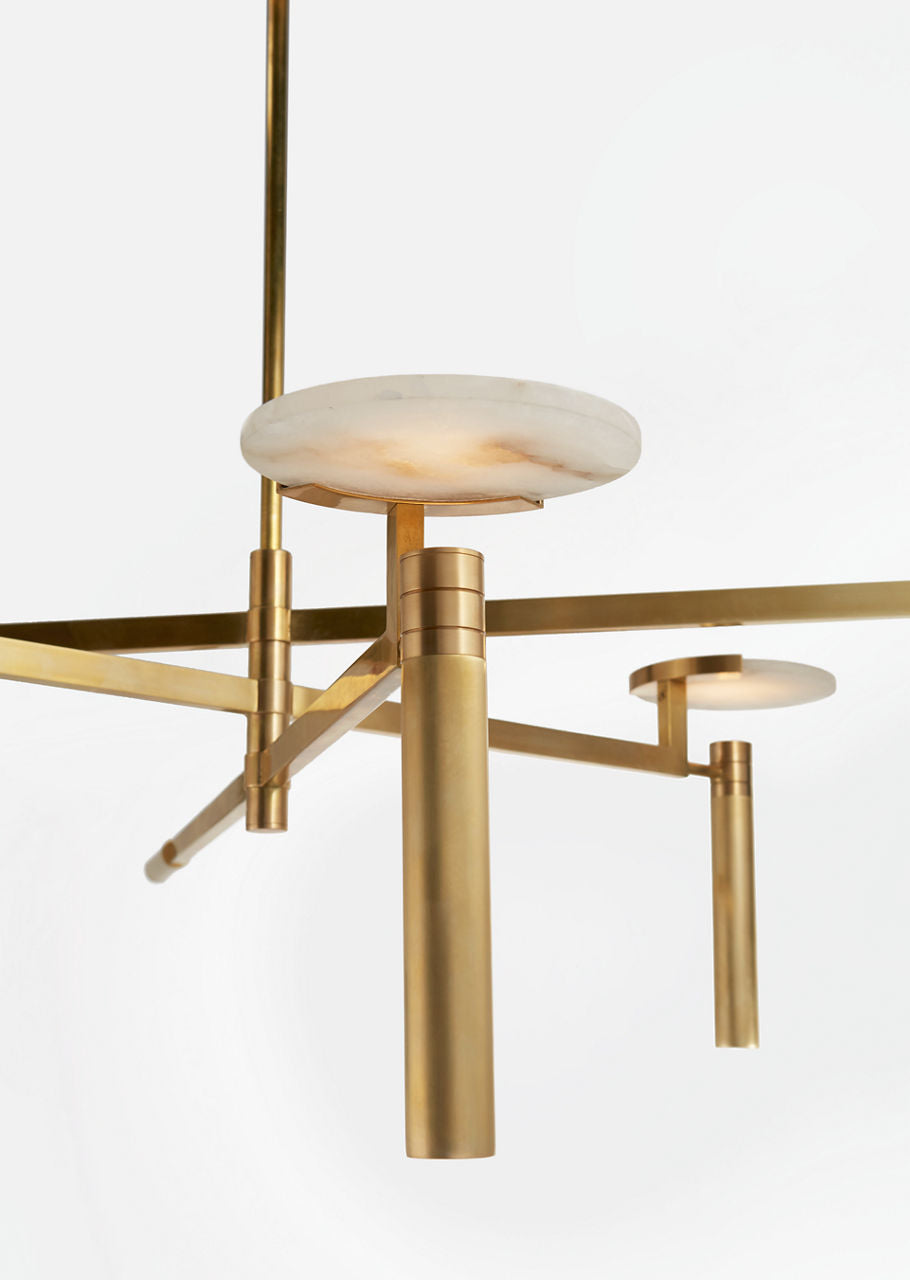 Melange Large Floating Disc Chandelier | Antique-Burnished Brass | Alabaster
