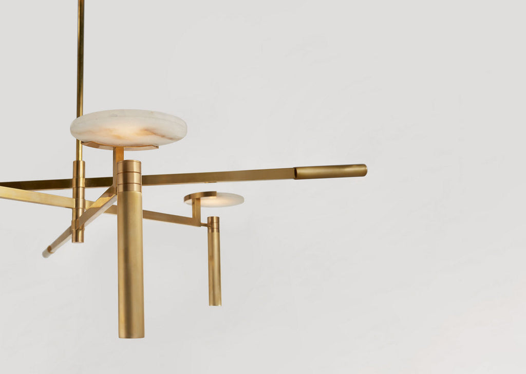 Melange Large Floating Disc Chandelier | Antique-Burnished Brass | Alabaster