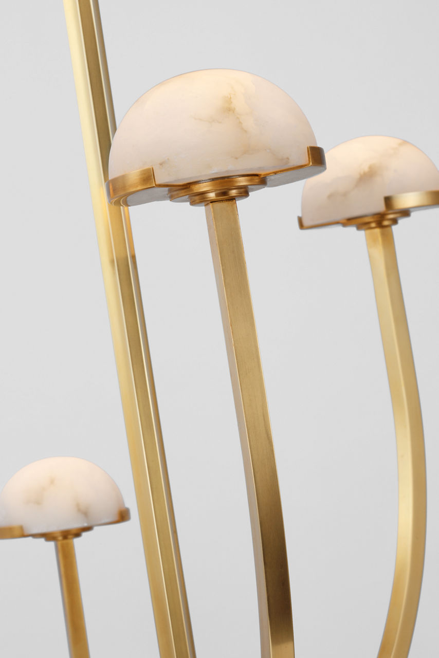 Pedra Large Two-Tier Chandelier | Antique-Burnished Brass | Alabaster