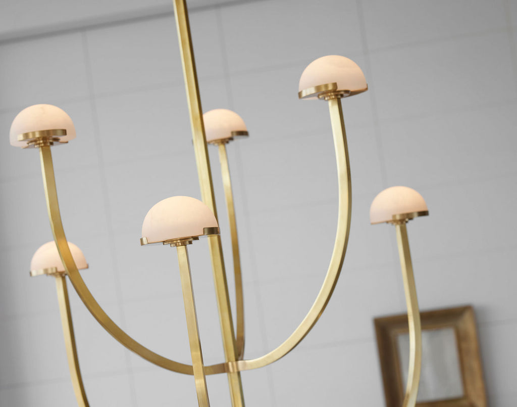 Pedra Large Two-Tier Chandelier | Antique-Burnished Brass | Alabaster