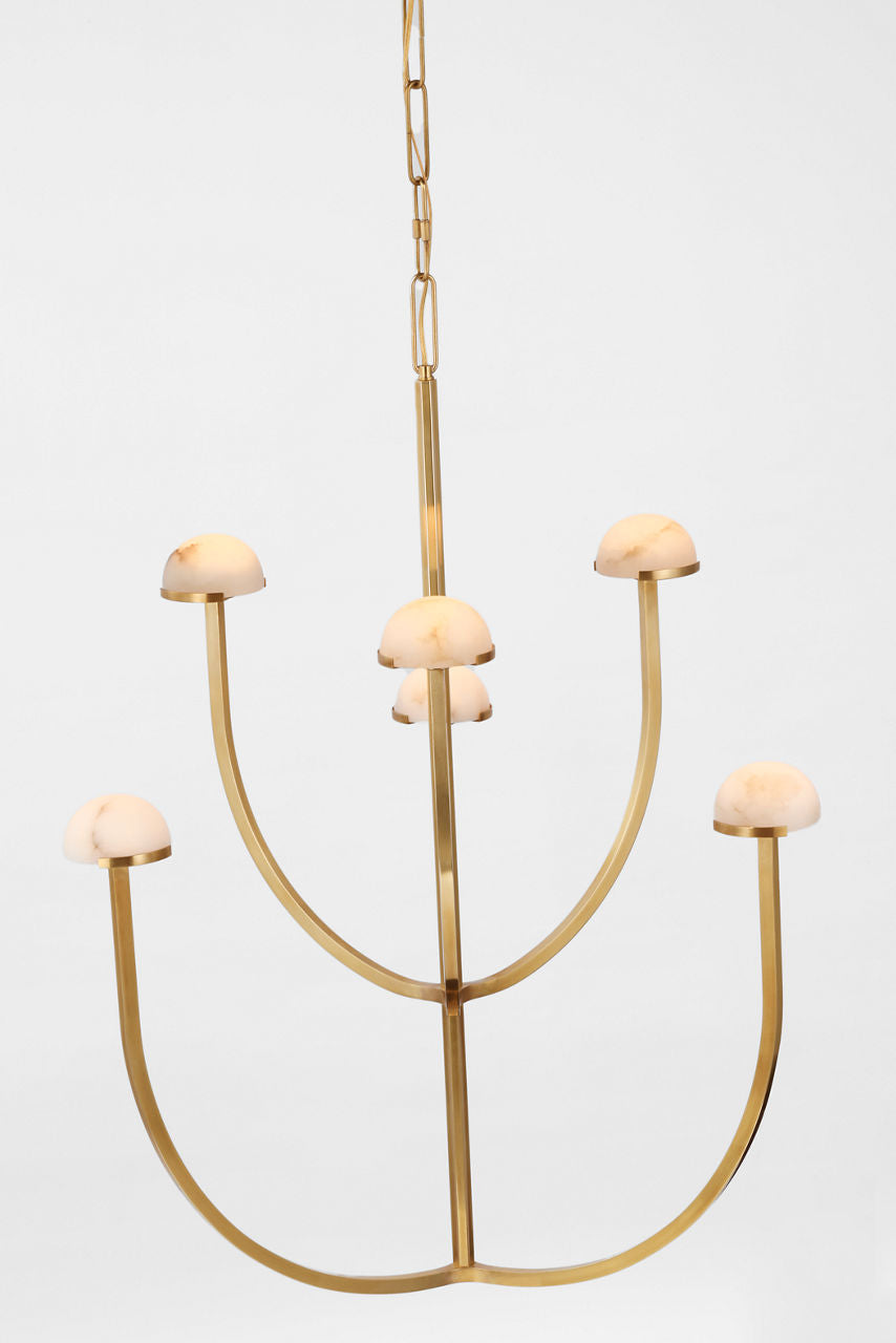 Pedra Large Two-Tier Chandelier | Antique-Burnished Brass | Alabaster