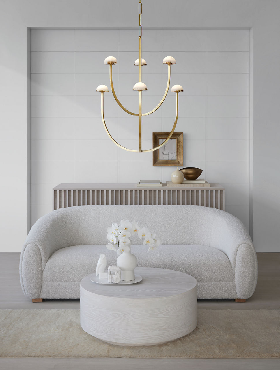 Pedra Large Two-Tier Chandelier | Antique-Burnished Brass | Alabaster