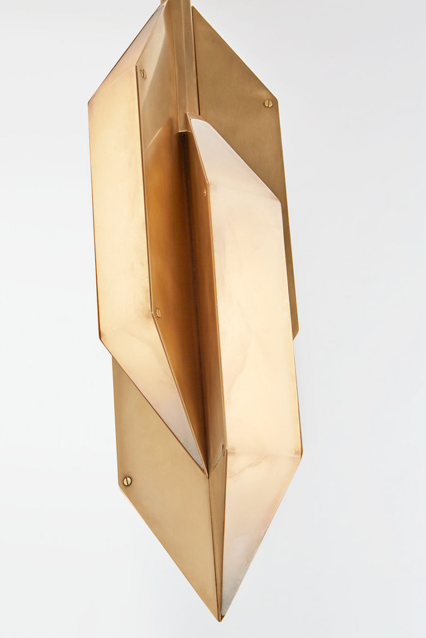 Ophelion Small Pendant | Antique-Burnished Brass | Alabaster