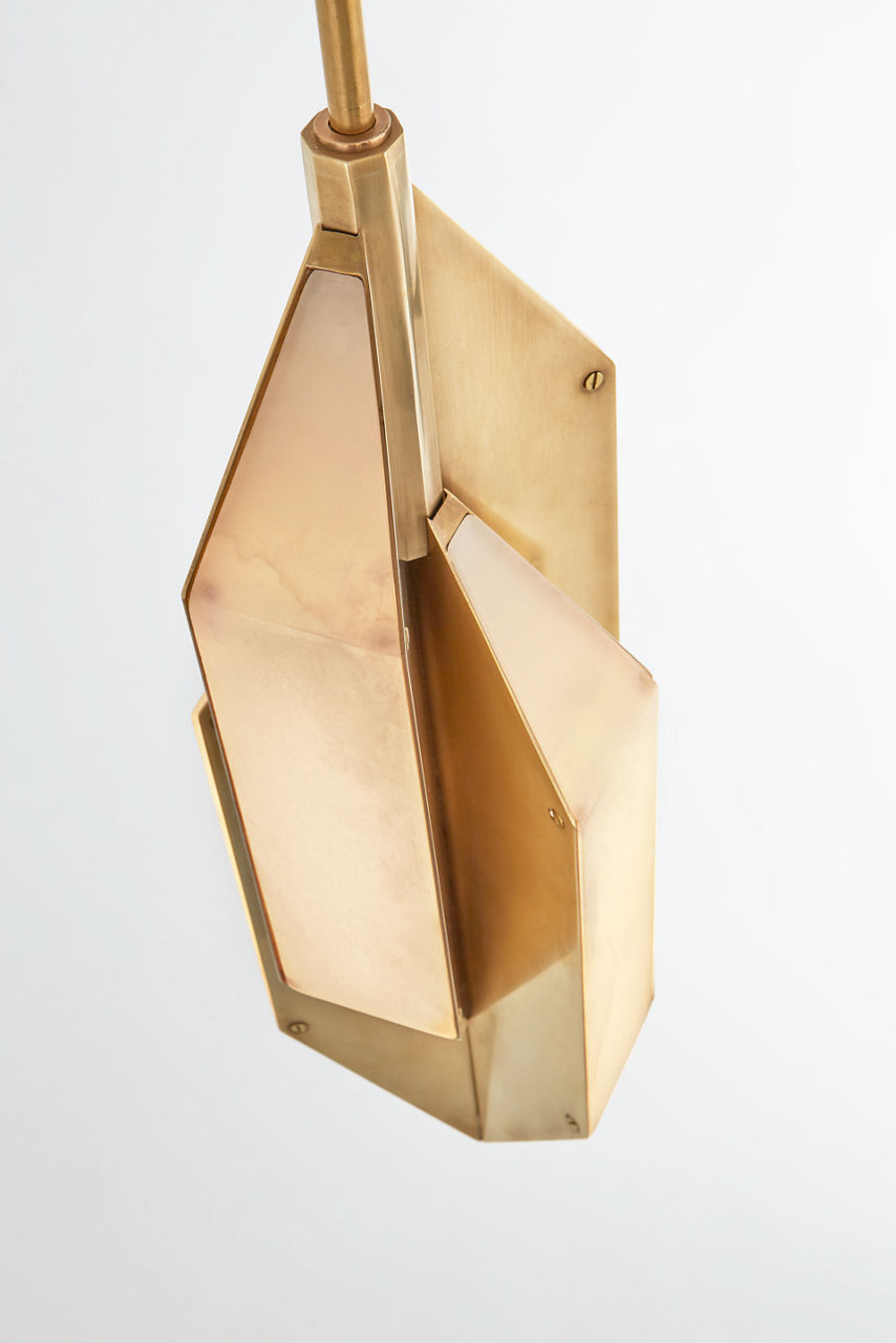 Ophelion Small Pendant | Antique-Burnished Brass | Alabaster