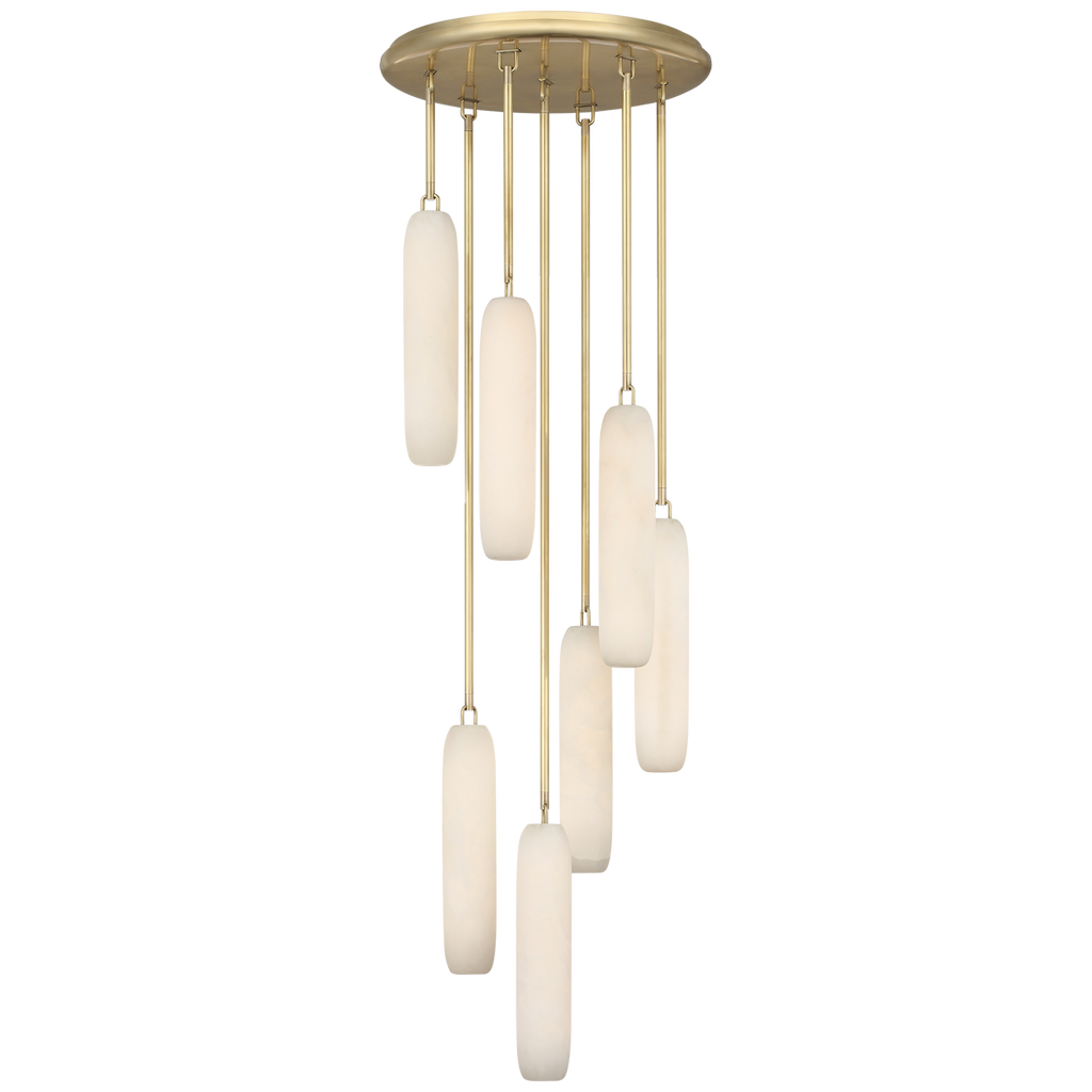 Formosa 7-Light Pendant | Antique-Burnished Brass | Alabaster