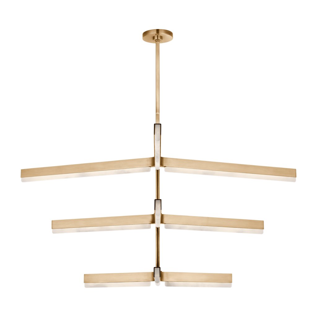 Linea 56 Three Tier Chandelier hand rubbed antique brass 2700K 90 CRI