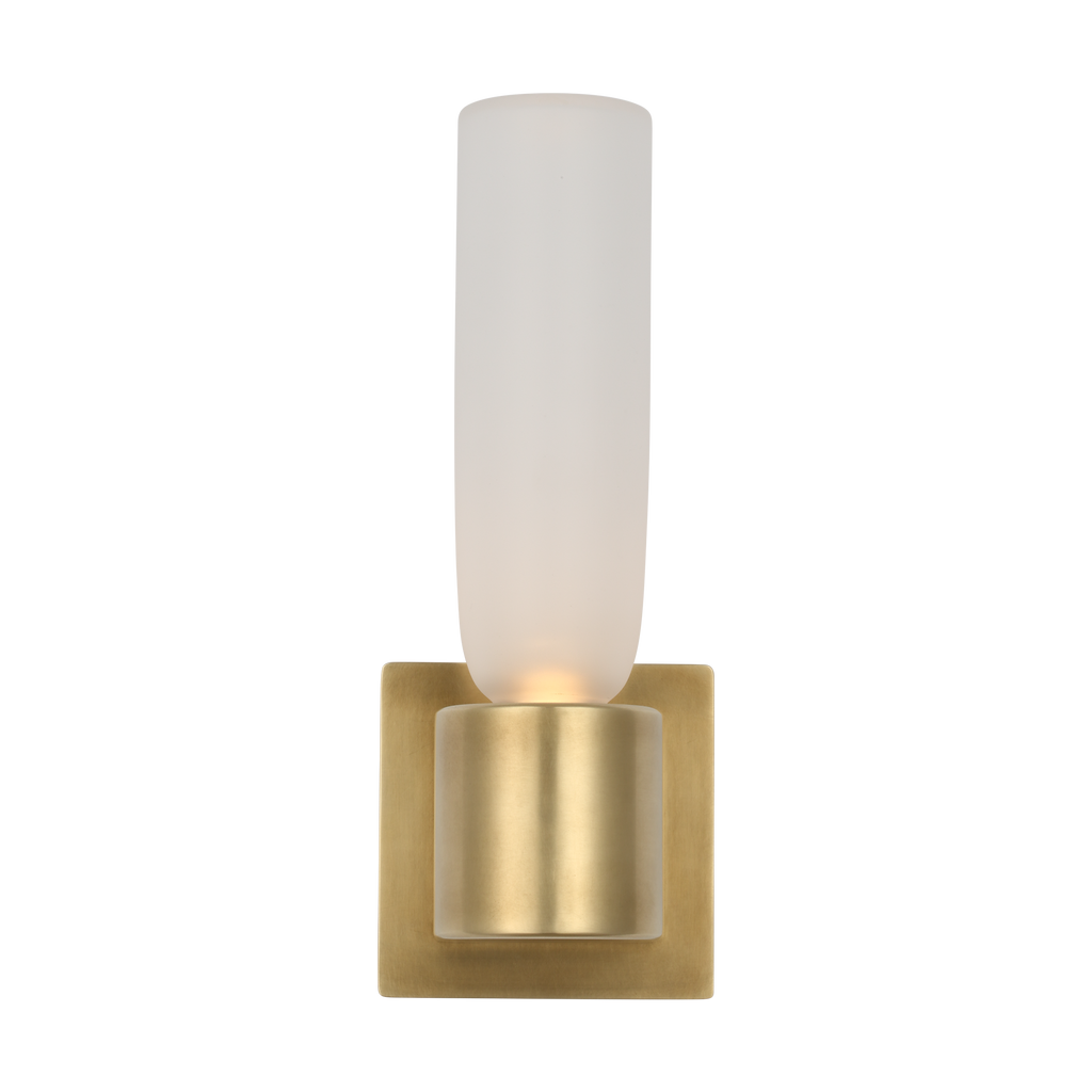 Volver Small Single Sconce Clear Etched Hand Rubbed Antique Brass 2700K 90 CRI