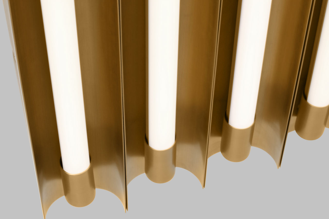 Carson Five Light Flush Mount Burnished Brass Bulbs Inc