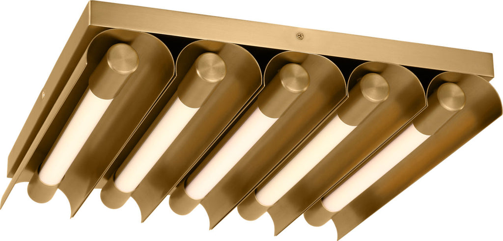 Carson Five Light Flush Mount Burnished Brass Bulbs Inc