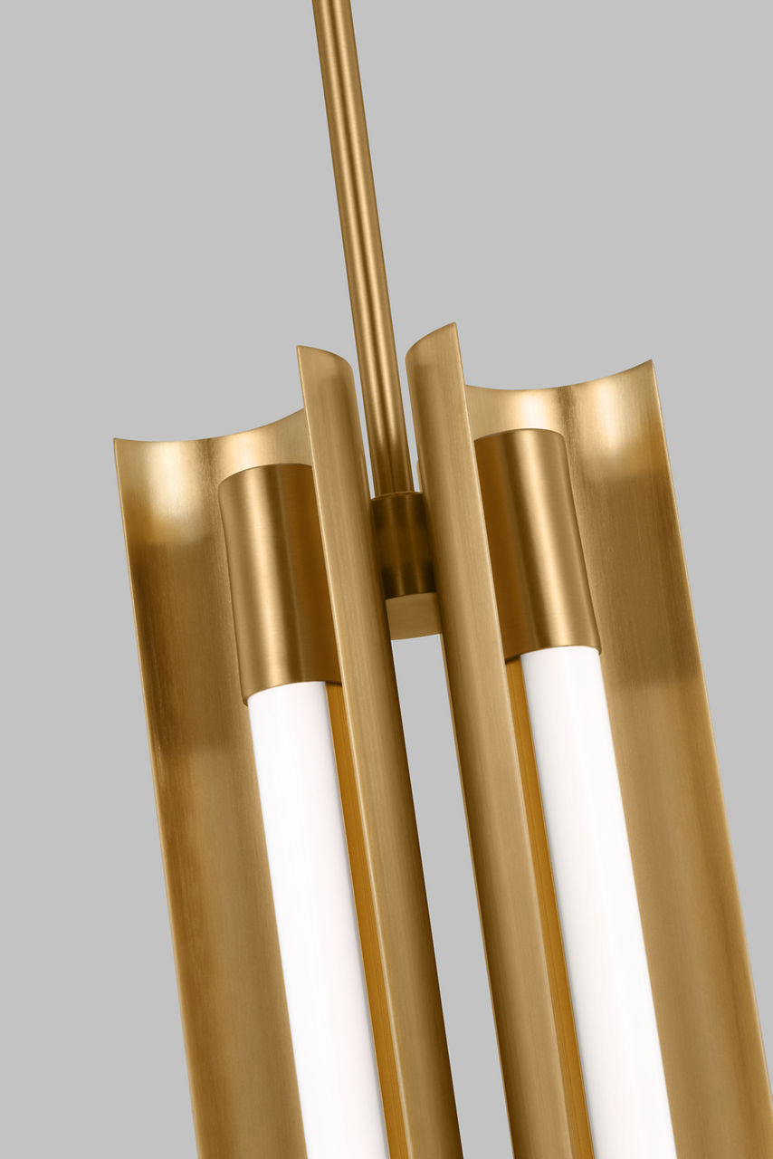 Carson Four Light Narrow Pendant Burnished Brass Bulbs Inc