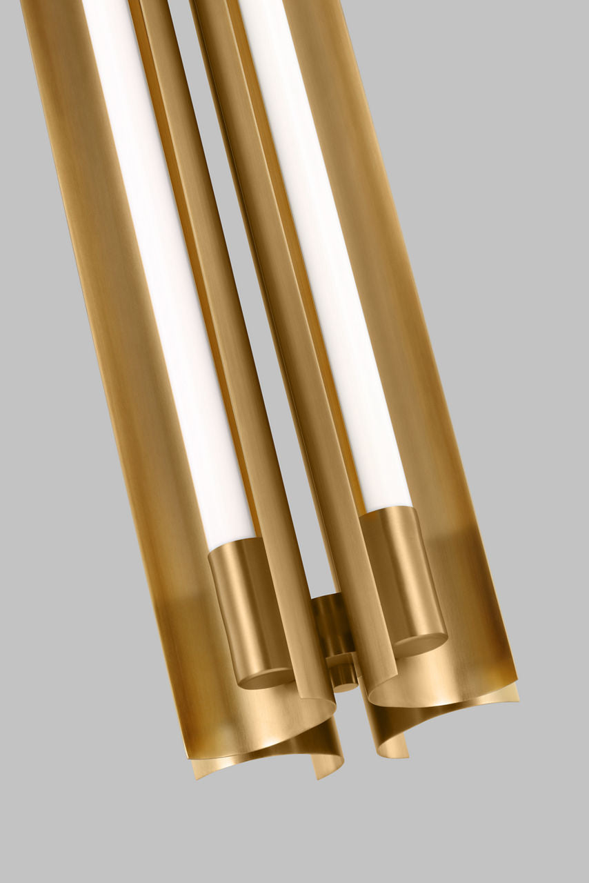 Carson Four Light Narrow Pendant Burnished Brass Bulbs Inc