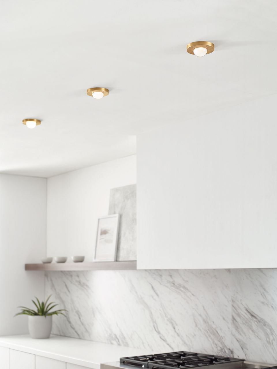 Ebell Mini Flush Mount Natural Brass 2700K 90 CRI integrated led 90 cri 2700k 120v-277v universal