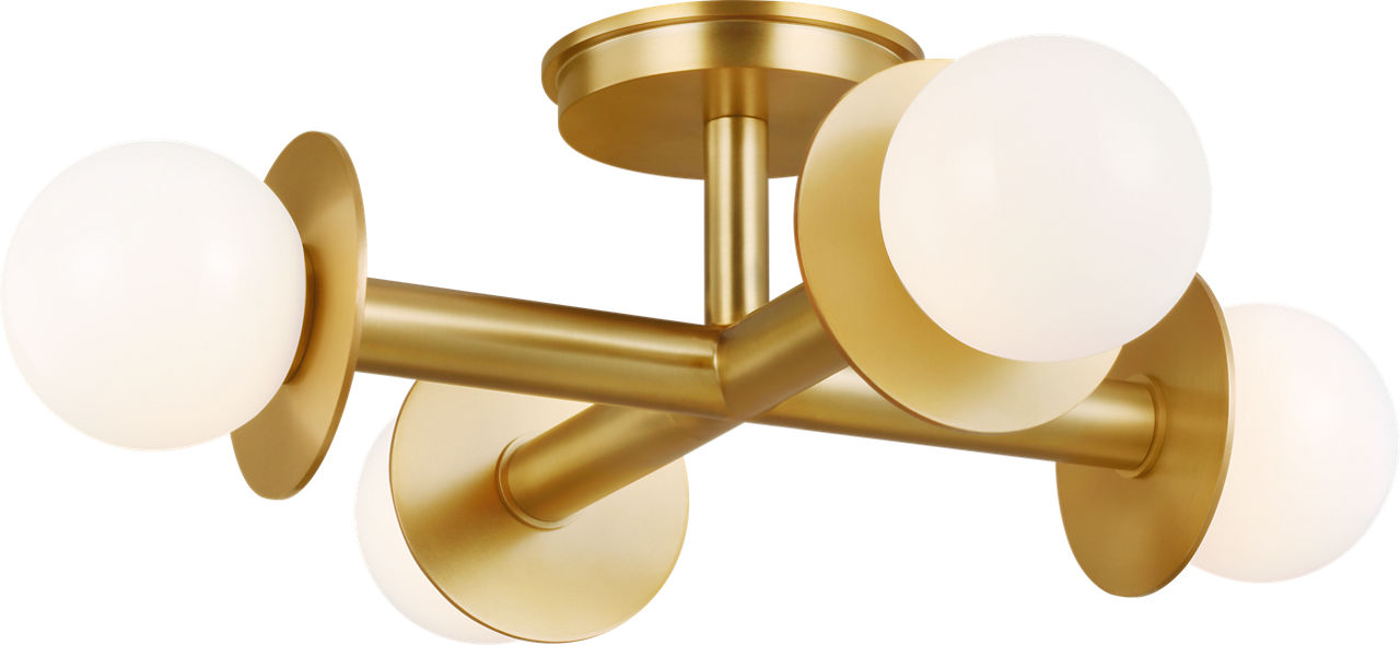Nodes Semi-Flush Mount Burnished Brass
