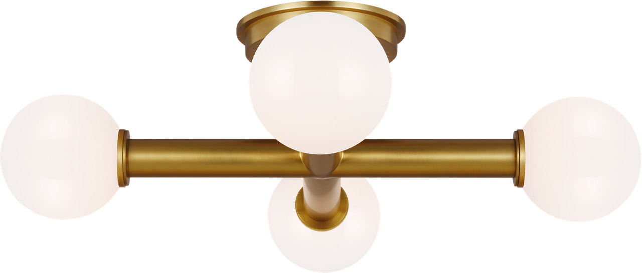 Nodes Semi-Flush Mount Burnished Brass