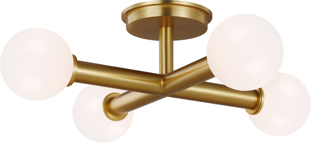Nodes Semi-Flush Mount Burnished Brass