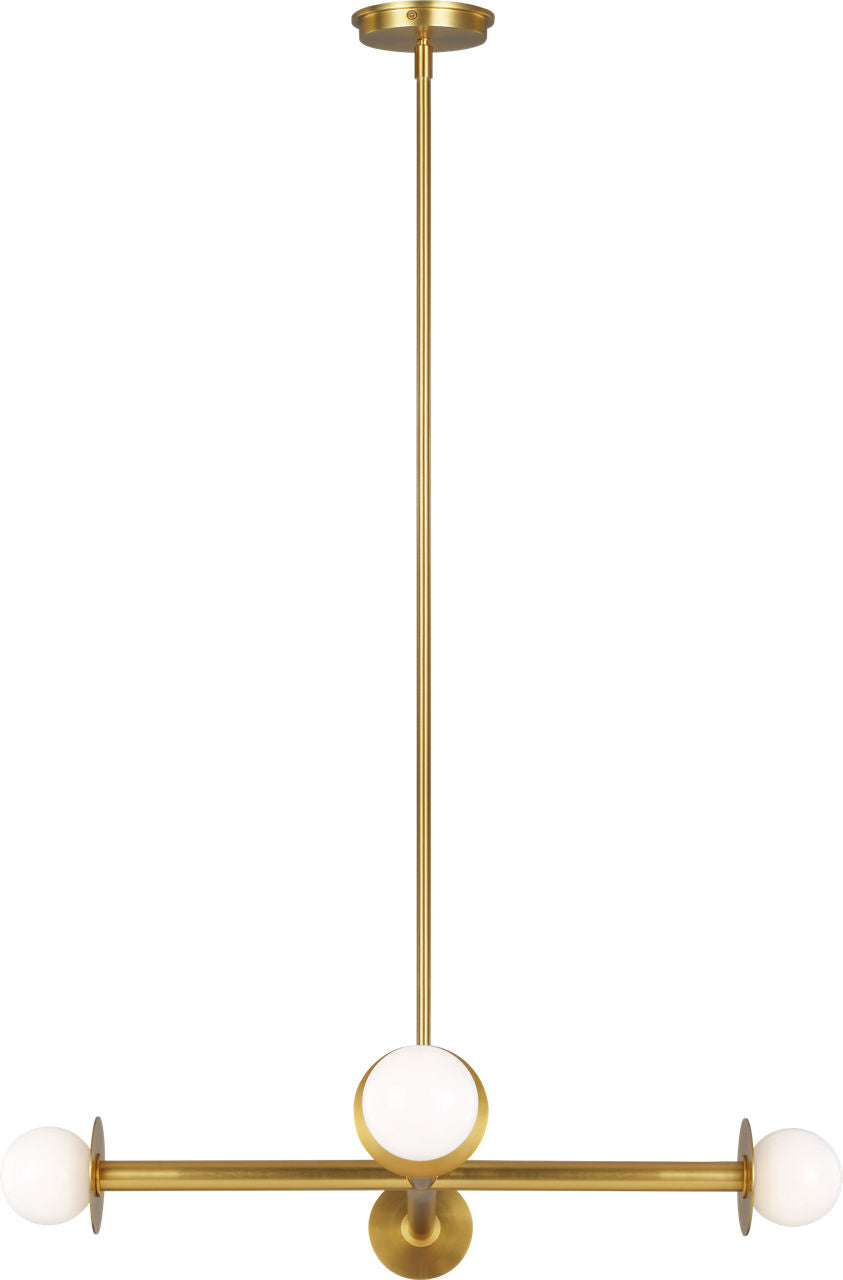 Nodes Wide Chandelier Burnished Brass