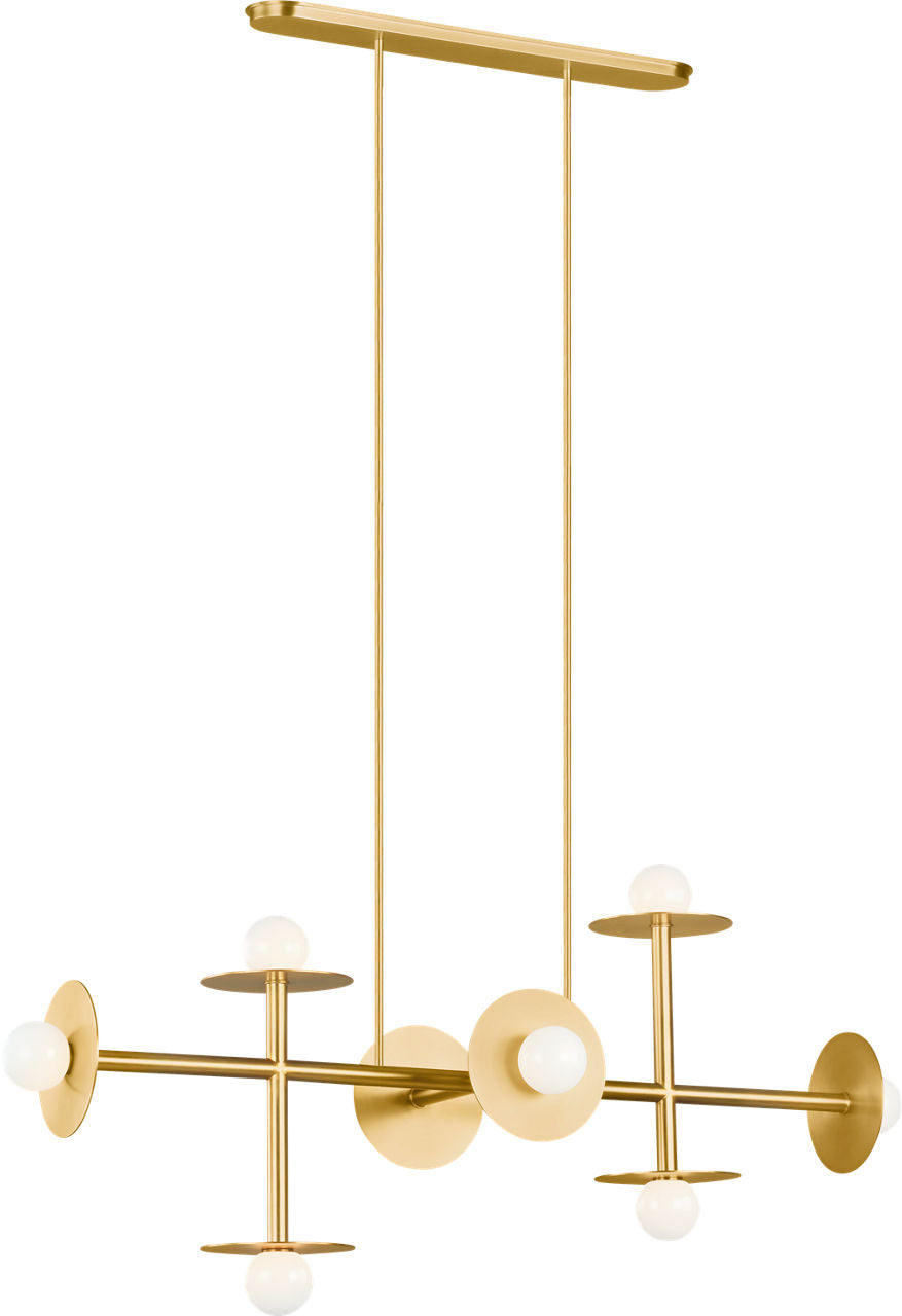Nodes Large Linear Chandelier | Burnished Brass