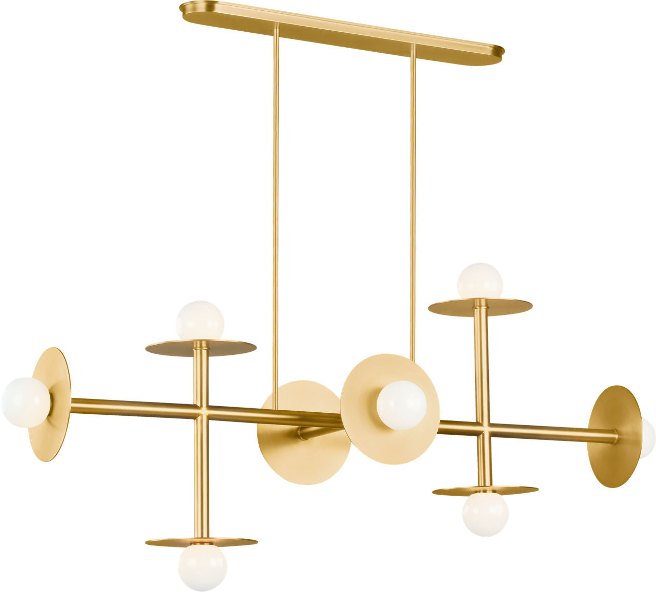 Nodes Large Linear Chandelier | Burnished Brass